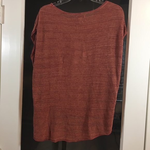 🍀Lucky Brand Boho Open Knit Rust Top Sz S - Picture 4 of 8